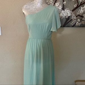 Mint One Shoulder Long Formal Dress